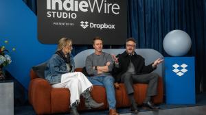 Olivia Wilde, Edward Norton and Seth Rogen at IndieWire Studio Presented by Dropbox at Sundance on January 25, 2026 in Park City, Utah.