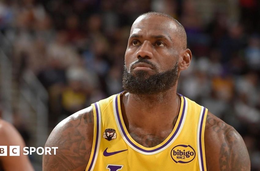  LeBron James wipes away tears during LA Lakers defeat at Cleveland Cavaliers