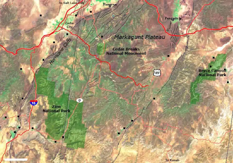 Map Showing The Geological And Geographic Context Of Southwestern Utah.