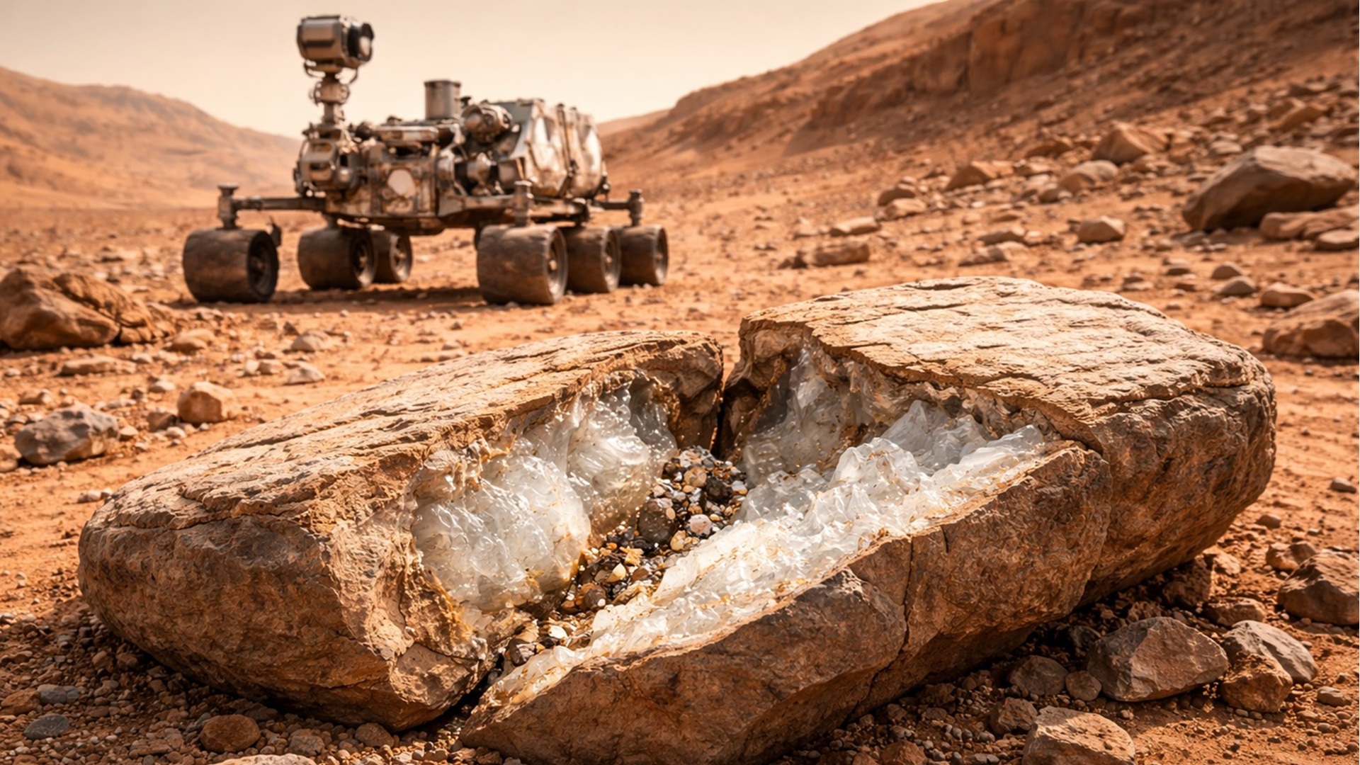  NASA’s Curiosity rover ran over a rock on Mars, accidentally breaking it, and what appeared inside left scientists with more questions than answers