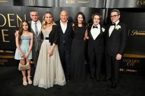 Myrna Belle Eigenberg, David Eigenberg, Sarah Jessica Parker, Evan Handler, Kristin Davis, James Wilkie Broderick and Matthew Broderick at Golden Eve: The Golden Globes Honor Helen Mirren & Sarah Jessica Parker at The Beverly Hilton on January 06, 2026 in Beverly Hills, California.