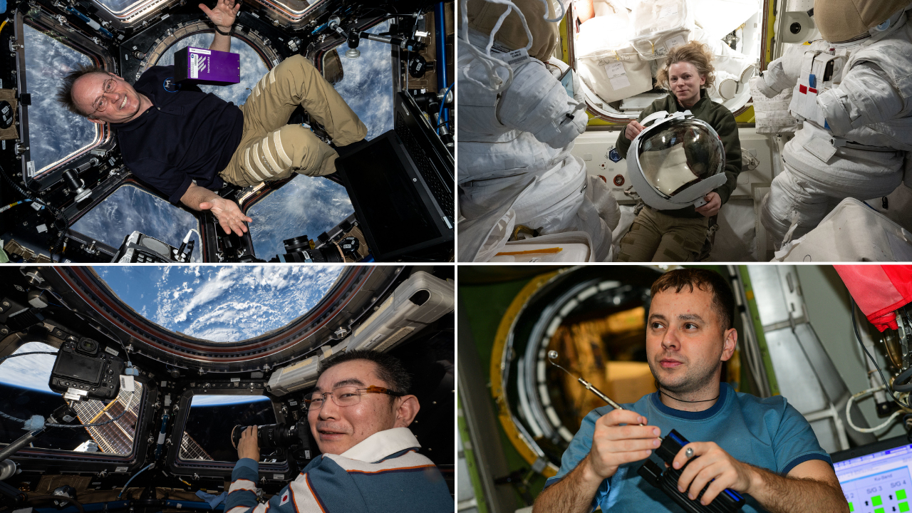 The crew of NASA&rsquo;s SpaceX Crew-11 on the International Space Station. Clockwise from top left are: NASA's Mike Fincke, Zena Cardman, Russia's Oleg Platonov and Japan's Kimiya Yui.