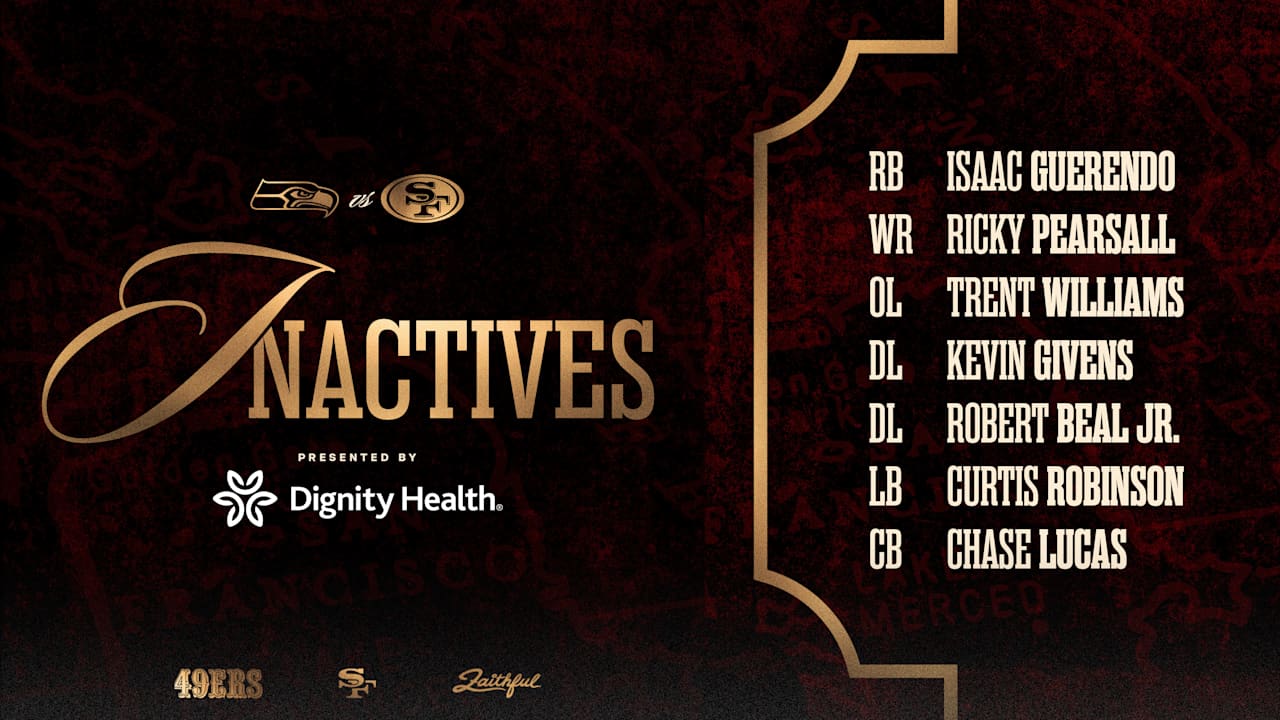  Trent Williams, Ricky Pearsall OUT, George Kittle Active vs. Seahawks; Inactives for Week 18 #SEAvsSF