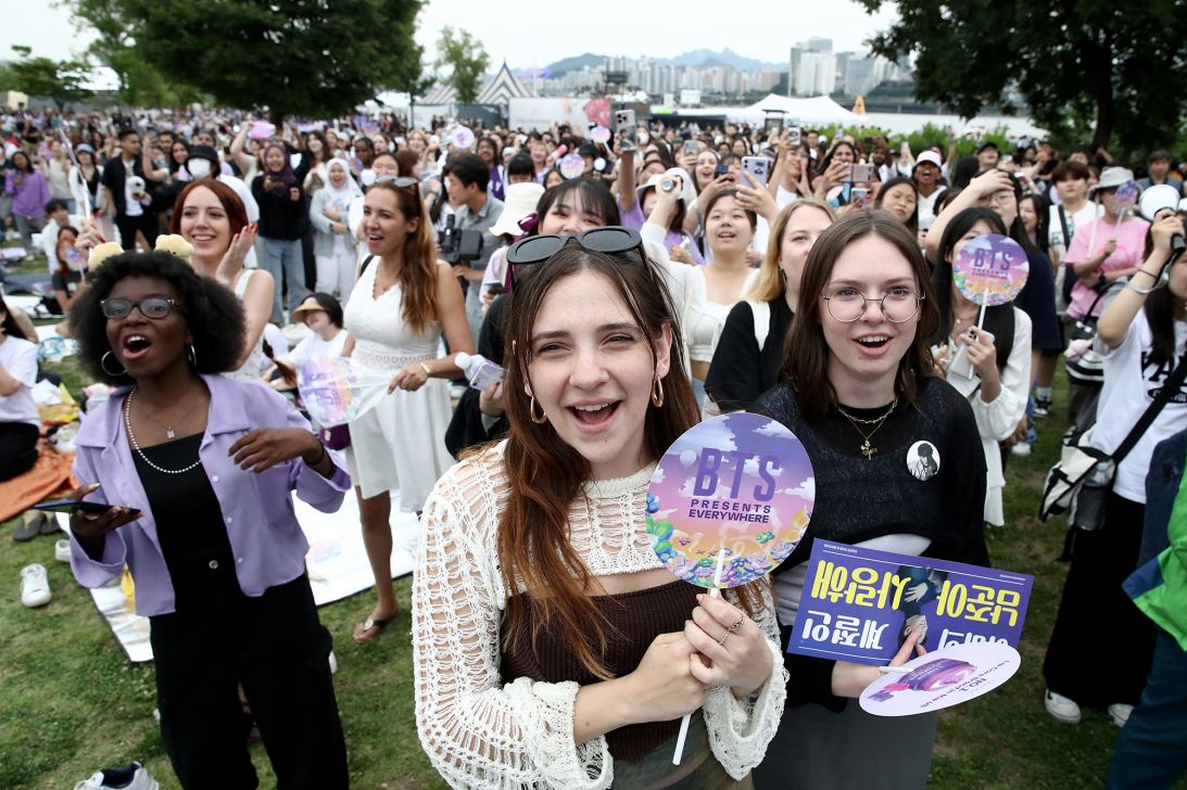 BTS fans gather for a festival celebrating the band's 10th anniversary in Seoul, South Korea, on June 17, 2023.