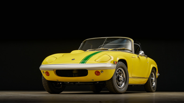 Studio shot of a Lotus Elan in yellow
