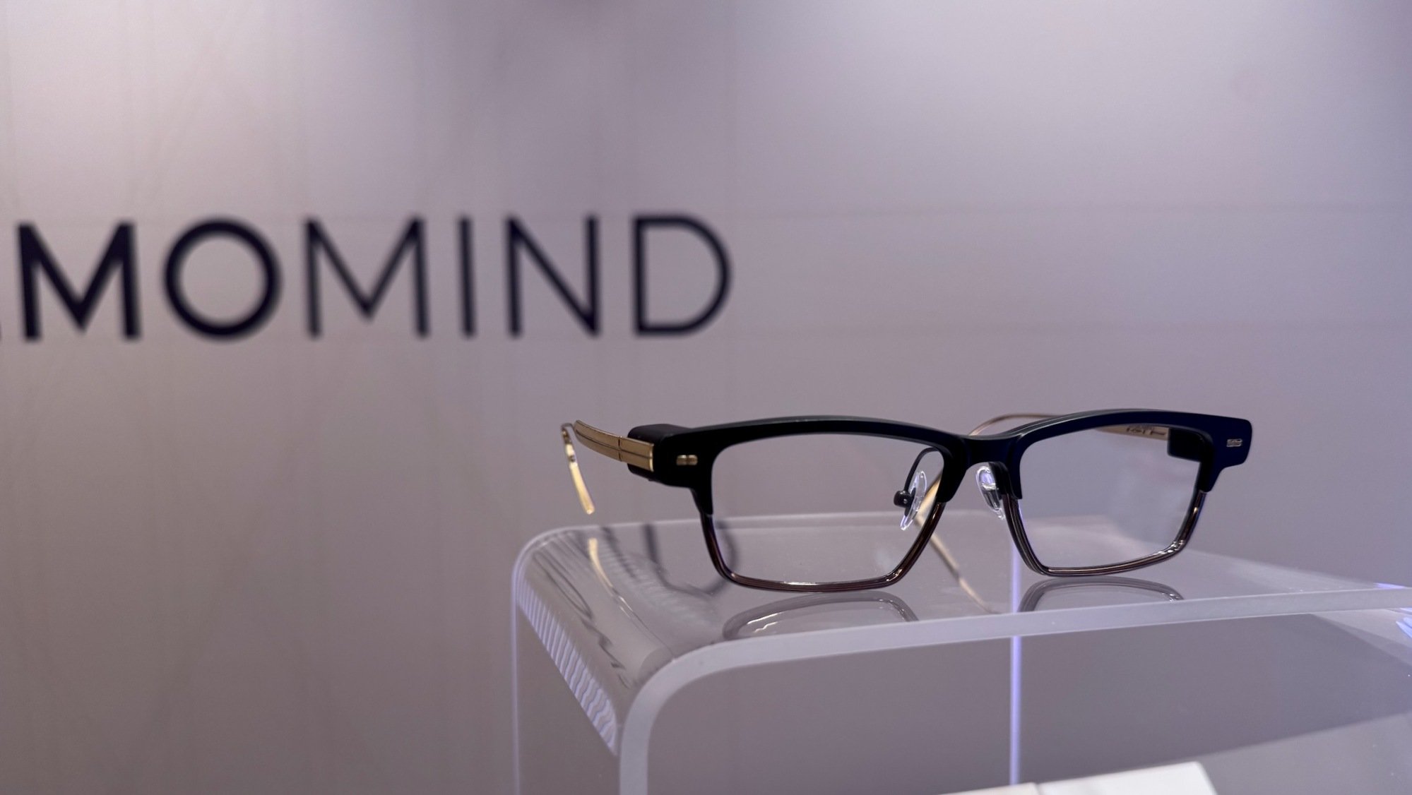 Memo One smart AI glasses on display at CES