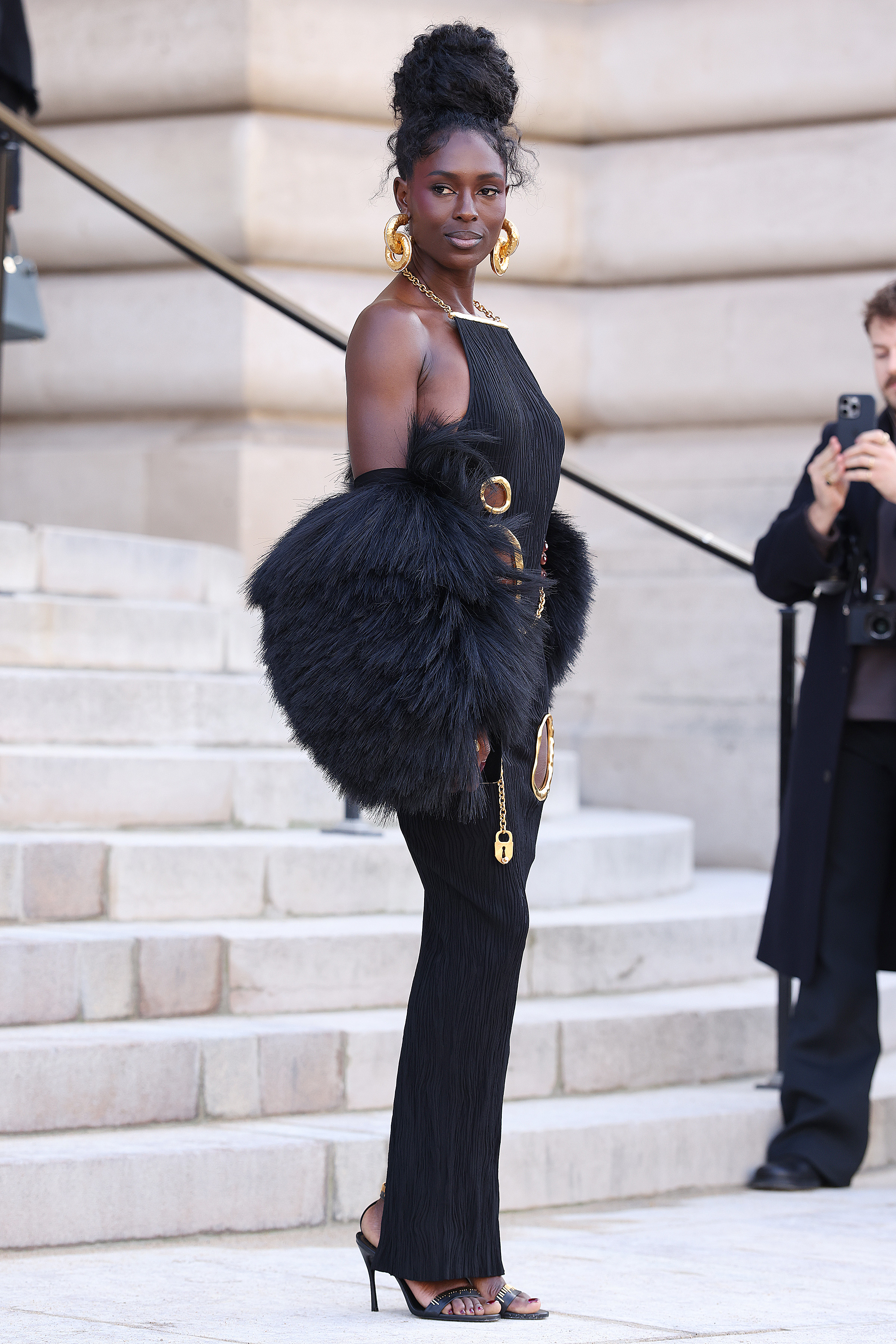Jodie Turner-Smith attends the Schiaparelli Haute Couture show during Paris Fashion Week.