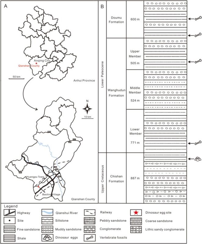 Map Showing The Location Of The Newly Discovered Dinosaur Eggs In The Qianshan Basin, Anhui Province, East China