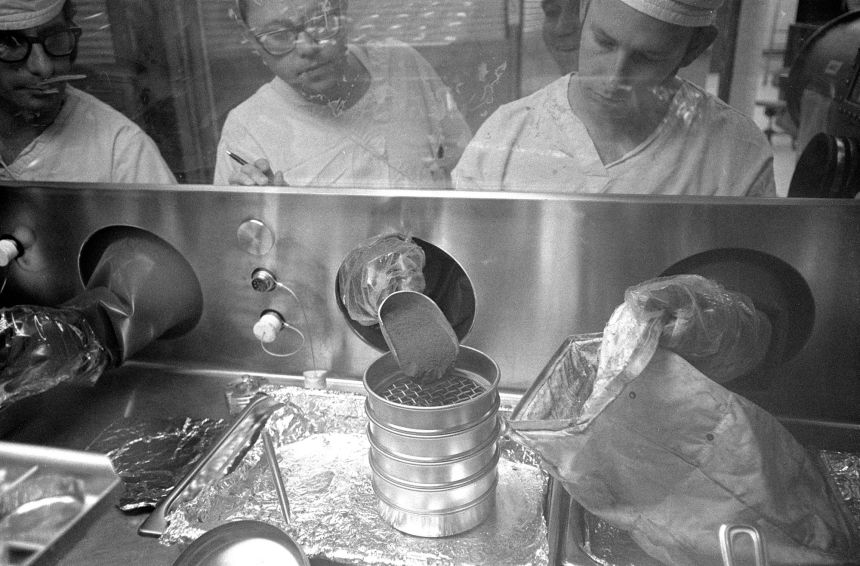 Apollo 14 lunar samples were analyzed at a quarantine facility in 1971.