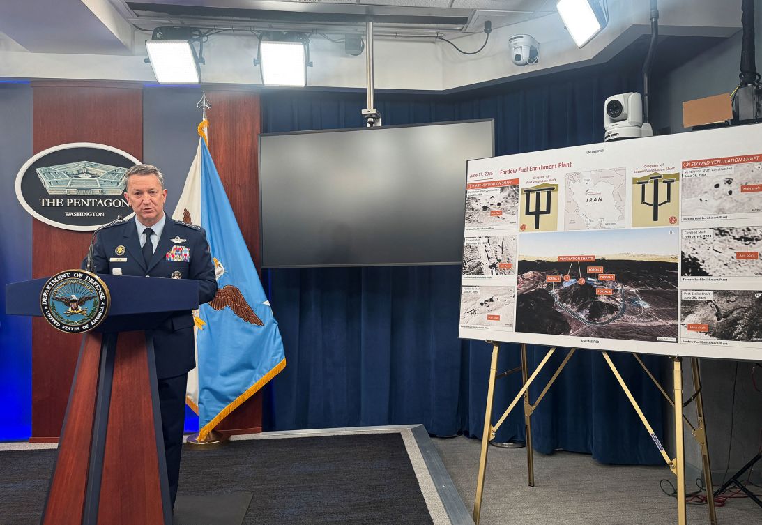 Gen. Dan Caine speaks during a press conference at the Pentagon in Arlington, Virginia, on June 26, 2025.