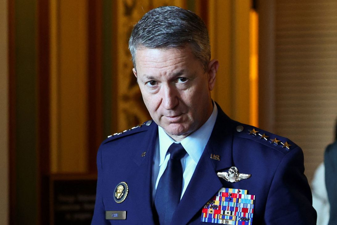 General Dan Caine arrives for a classified briefing for all senators, regarding the situation in Venezuela, on Capitol Hill, on December 16, 2025.