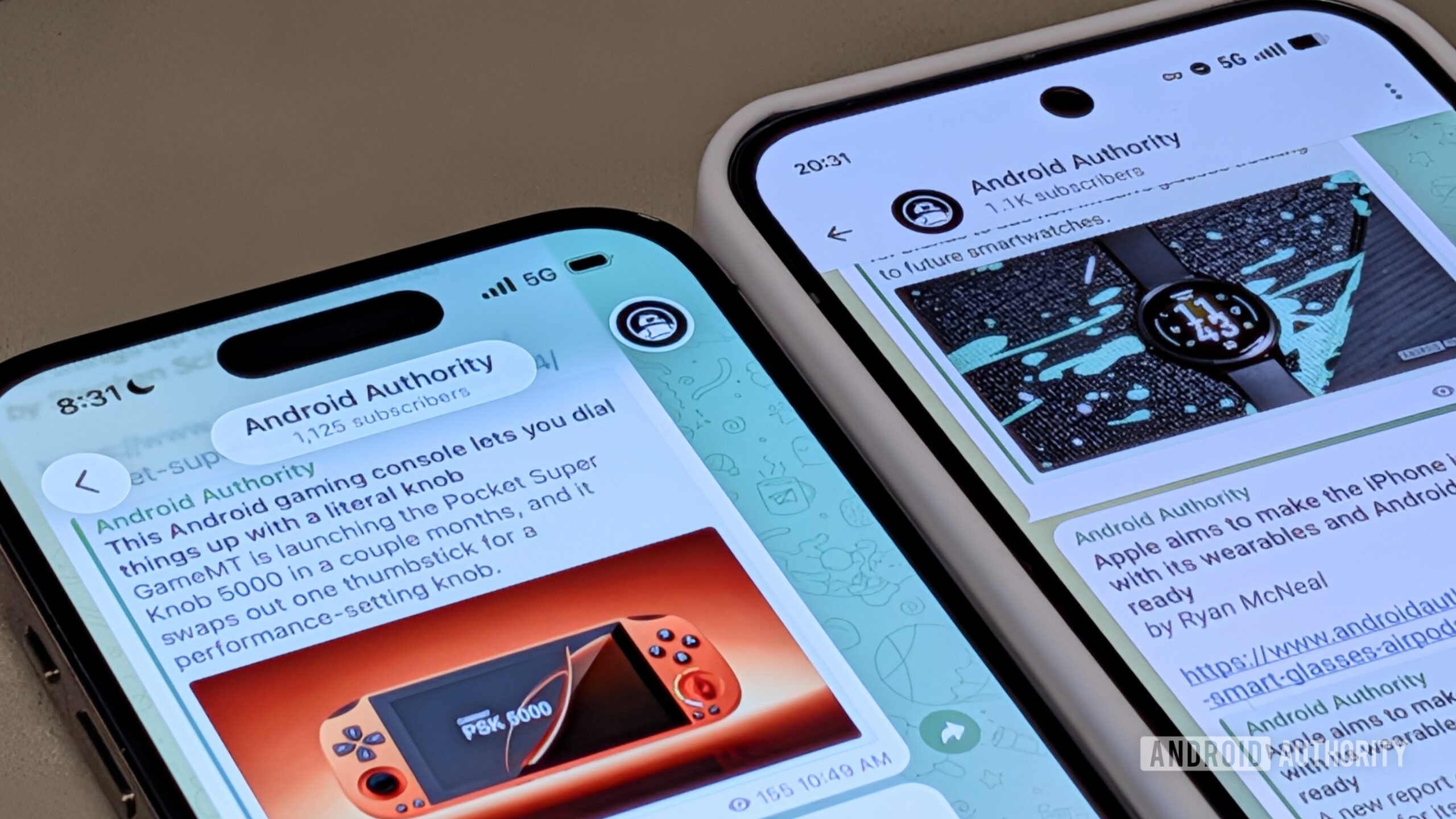 Telegram on iPhone and Pixel Apple iPhone and Google Pixel 10 Pro comparing Telegram UI on both devices