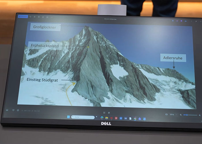 3D mountain map on a Dell laptop screen showing climbing routes related to a climber’s heartbreaking last words.