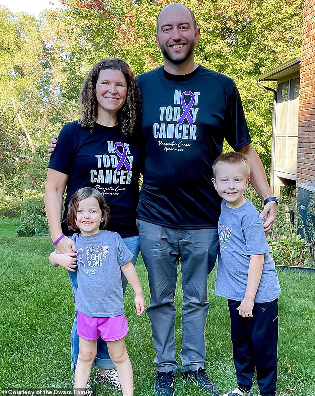 Ryan Dwars of Iowa with his family. He was diagnosed with stage four pancreatic cancer at 36