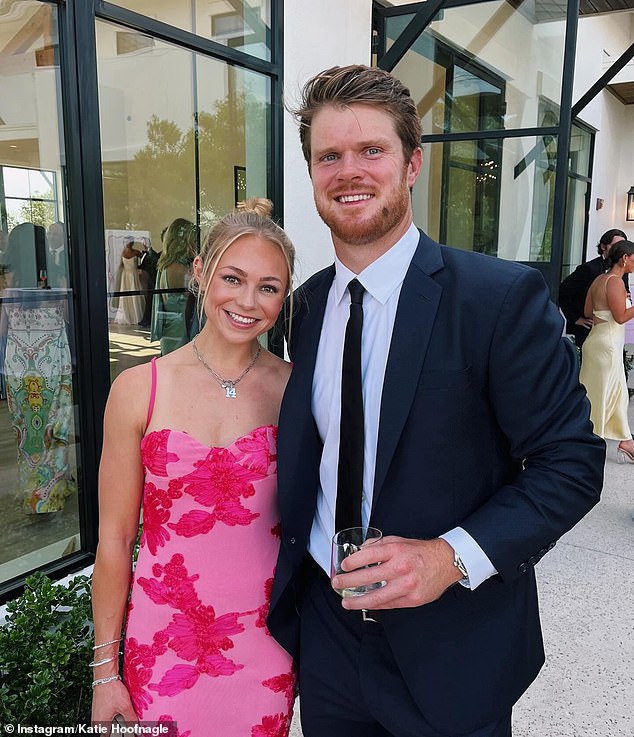 Darnold poses with long-time girlfriend Katie Hoofnagle, who will be supporting him Sunday