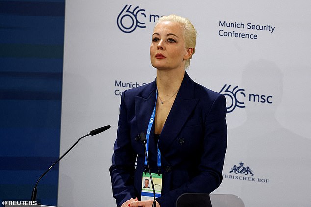 Yulia Navalnaya attends the 2024 Munich Security Conference on the day Russia announced her husband's death