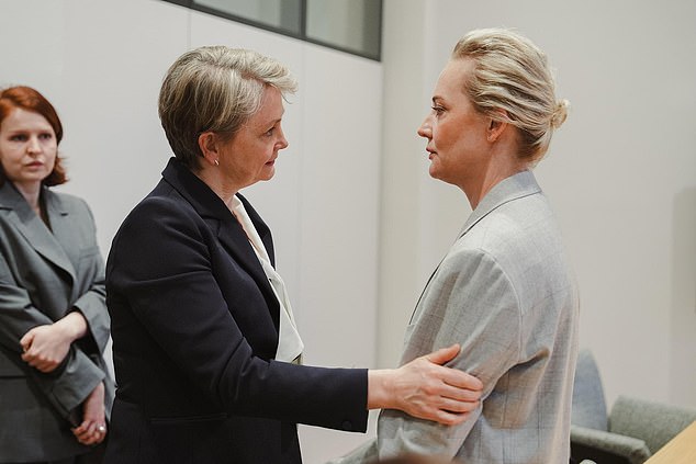 The Foreign Secretary embraces Ms Navalnaya at the Munich Security Conference today