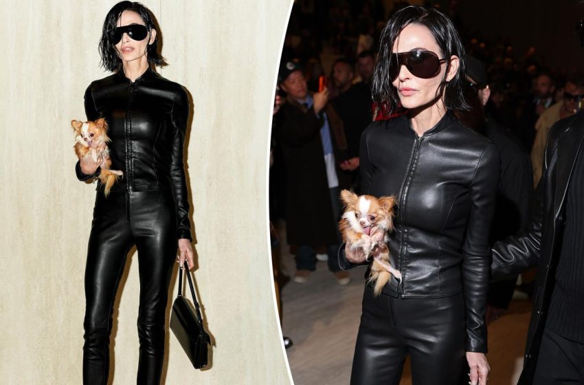  Demi Moore rocks dramatic bob haircut and all-leather look at Gucci fashion show