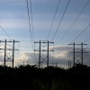 High-voltage power lines are pictured  in Miami, Fla.