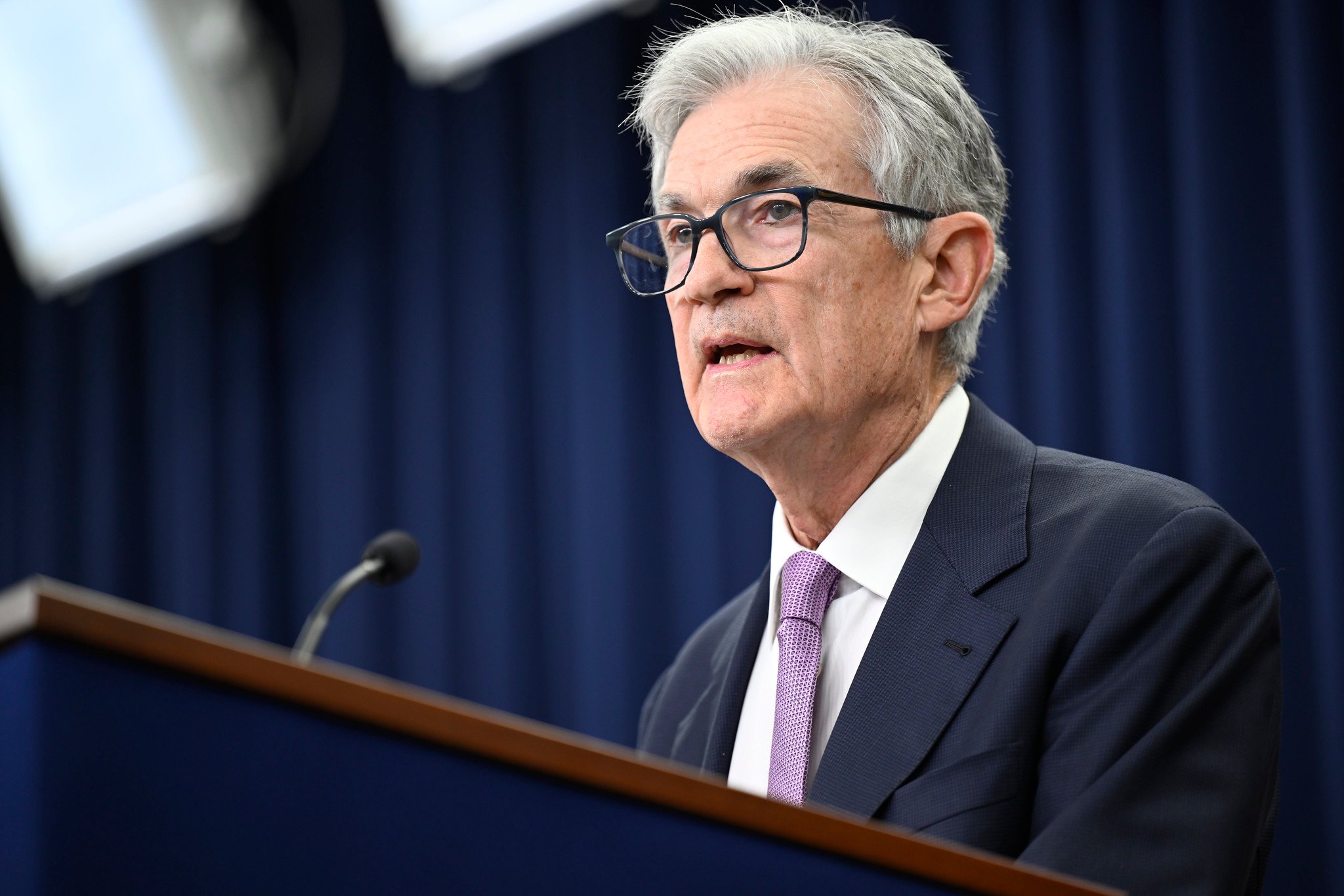 Jerome Powell fielding questions following a Federal Open Market Committee meeting.