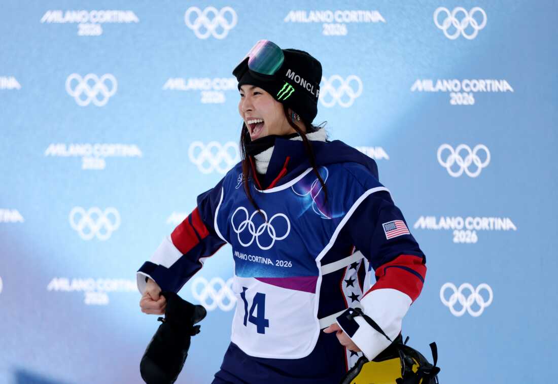 Chloe Kim of Team United States reacts after competing at the Women's Snowboard Halfpipe Qualification during the Milan Cortina 2026 Winter Olympic games in Livigno, Italy, on Feb. 11, 2026.