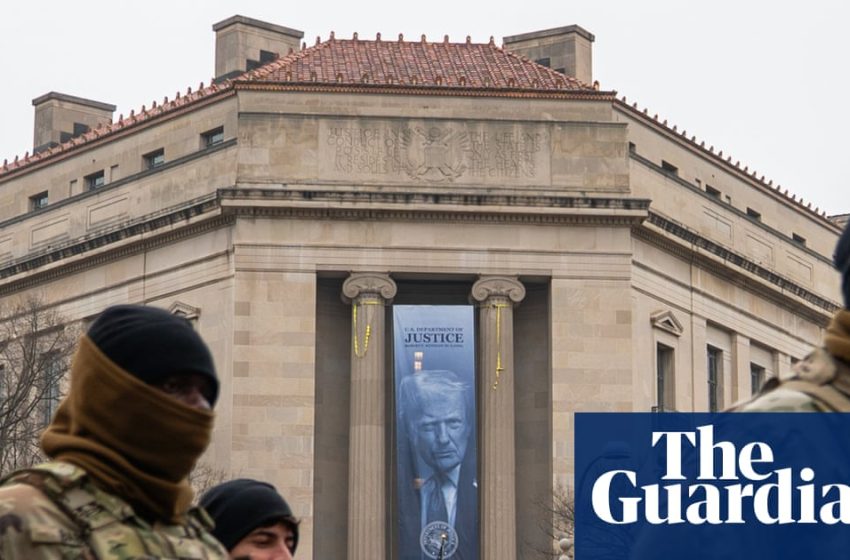  Large Trump banner hung at justice department headquarters | Donald Trump