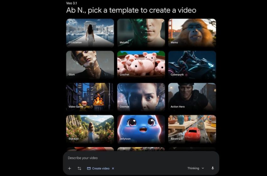  Gemini app adds video templates to quick start generation 