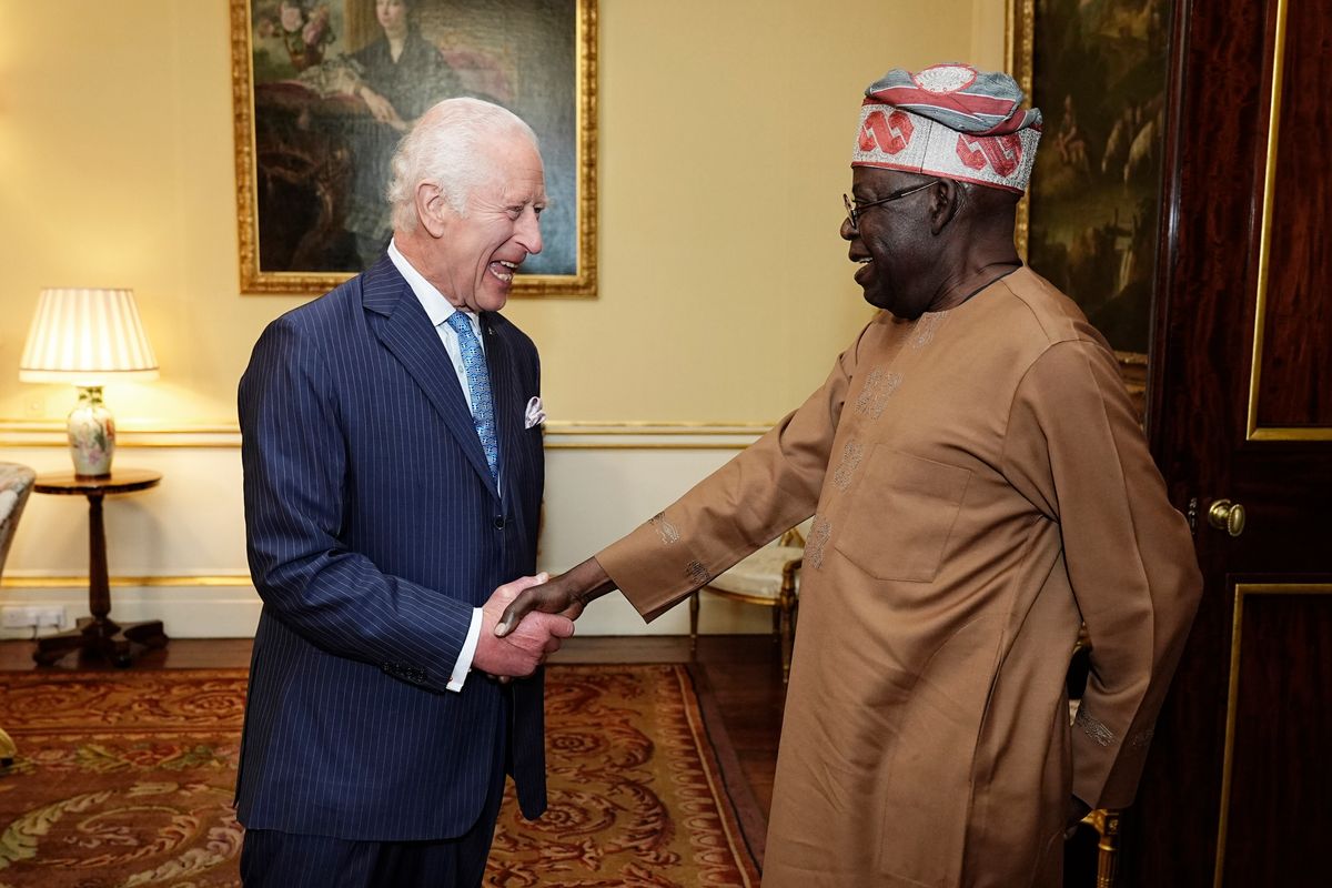 King Charles III during an audience with the President of Nigeria Bola Ahmed Tinubu, at Buckingham Palace in London. Picture date: Wednesday September 11, 2024.