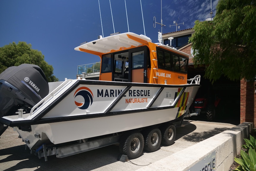Vessel Valarie June from the Naturaliste Marine Rescue, parked up at base.