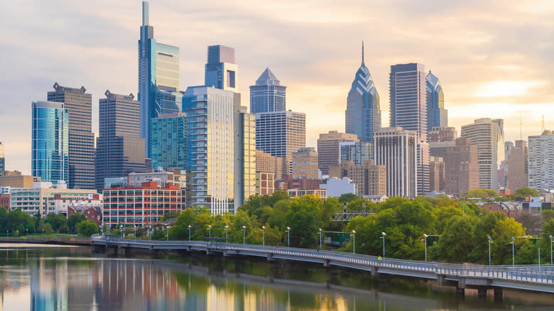 Skyline of Philadelphia, Pennsylvania along the river