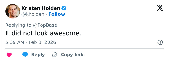 Kristen Holden replies on Twitter about Chappell Roan's Grammys look that sparked outrage and discussion online.