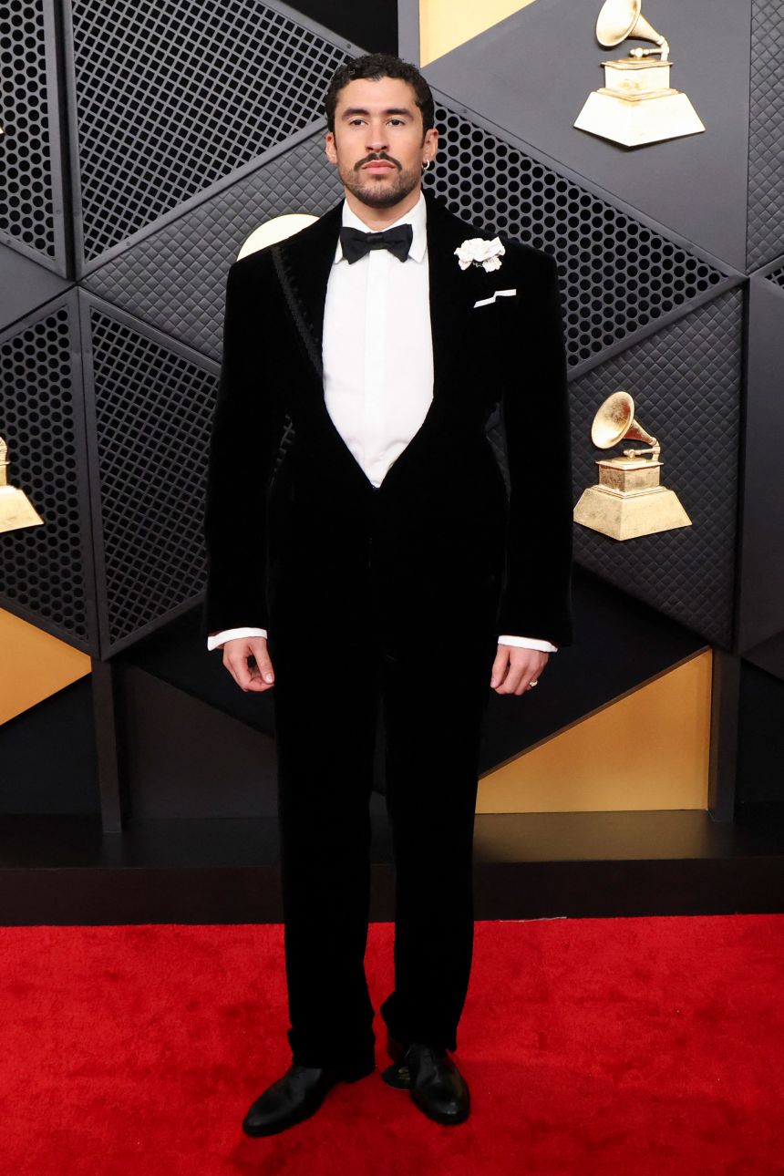 Bad Bunny’s black tuxedo, featuring corset detailing on the back, marked Schiaparelli’s first foray into menswear.
