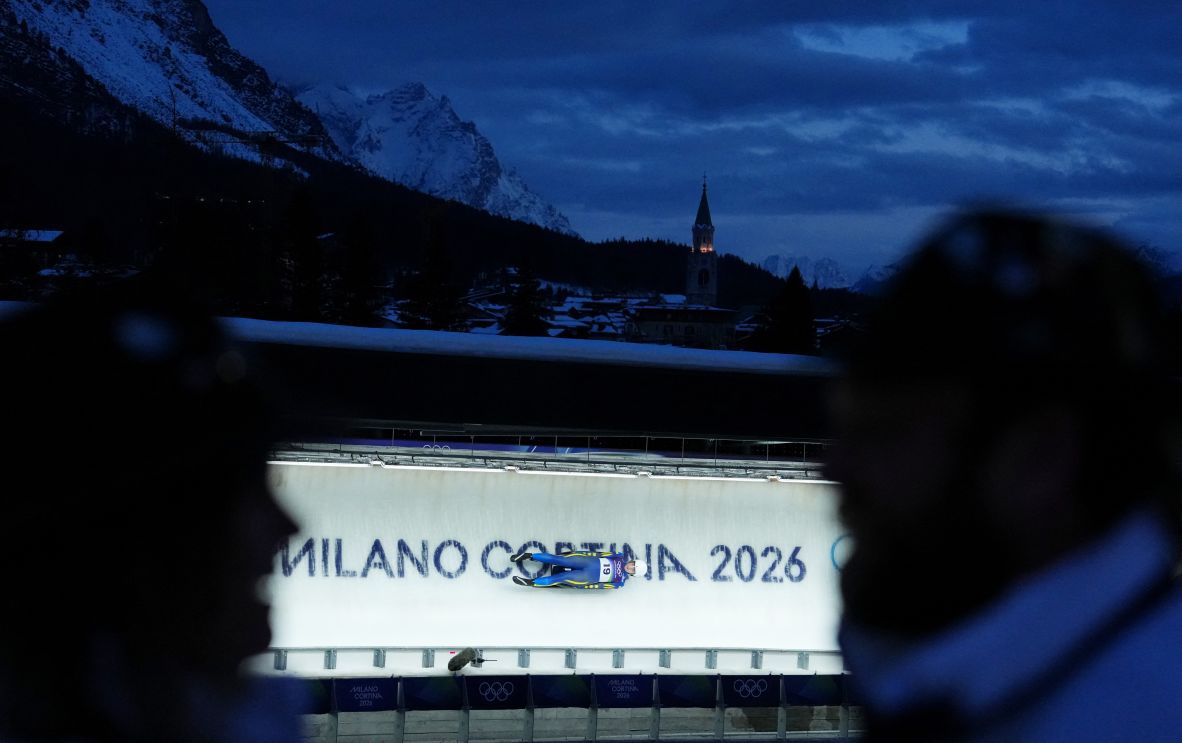 Olena Smaha of Ukraine competes in the luge on February 10.