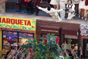 SANTA CLARA, CALIFORNIA - FEBRUARY 08: Bad Bunny performs onstage during the Apple Music Super Bowl LX Halftime Show at Levi's Stadium on February 08, 2026 in Santa Clara, California.