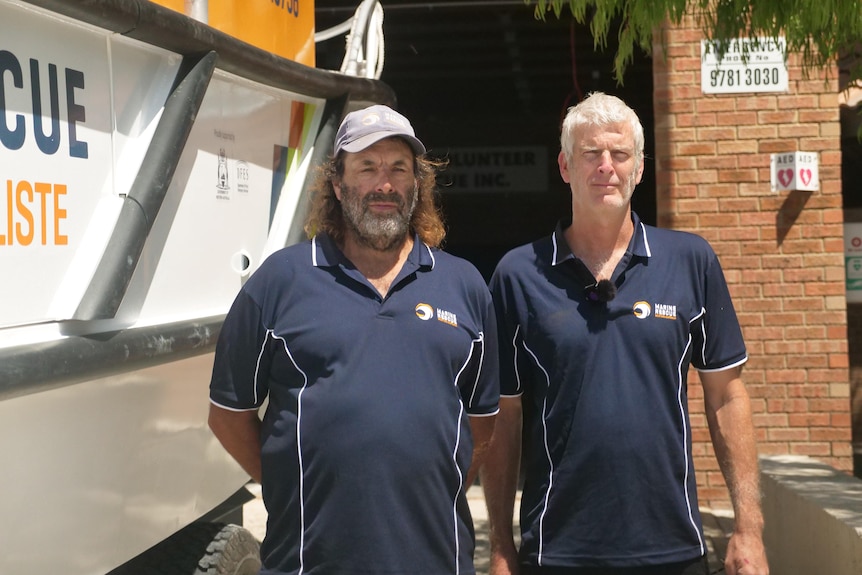 Paul Bresland and Dan Crosbie outside the Naturaliste Marine Rescue base.