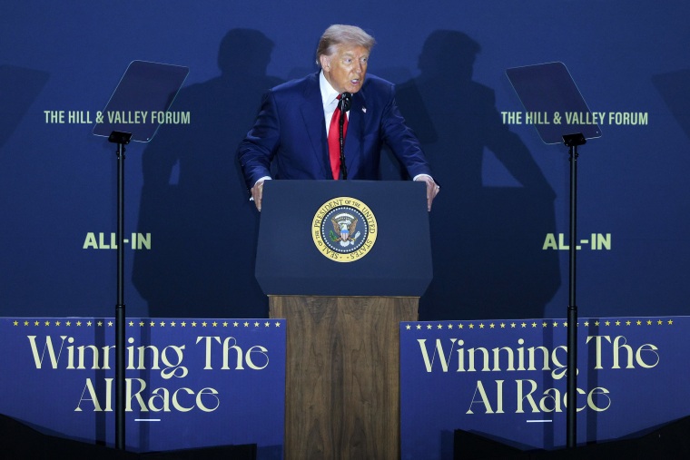 President Trump Delivers Remarks At AI Summit In Washington DC