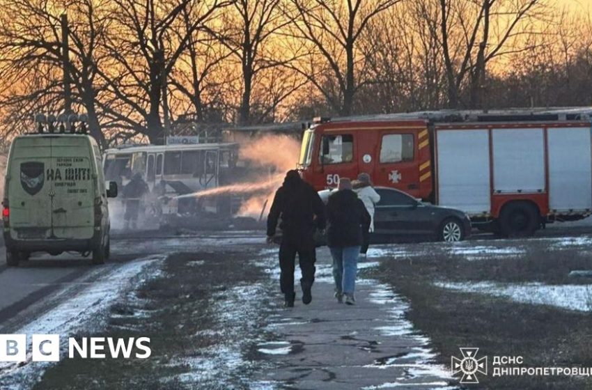  Twelve killed by Russian strike near bus in Ukraine, official says – BBC