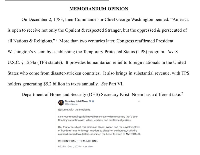 Judge Ana C. Reyes' ruling used Noem's words against her.