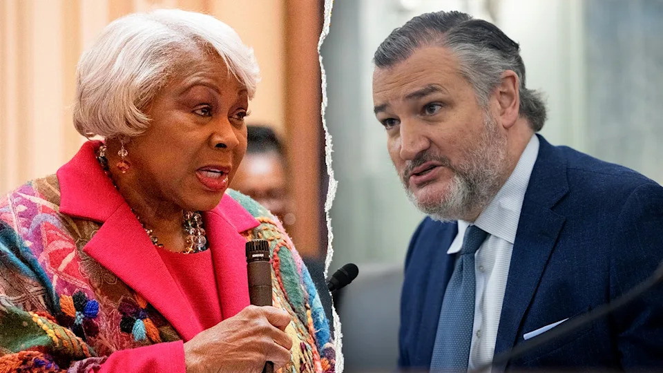 Virginia Senate President Pro Tempore L. Louise Lucas and Sen. Ted Cruz in a split image