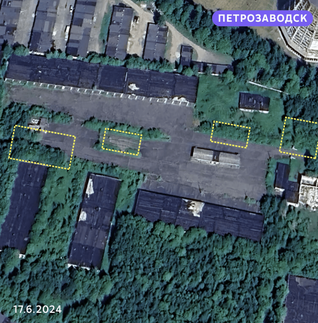 Abandoned asphalt zone in Petrozavodsk with overgrowth and scattered infrastructure, prior to military activity. (Photo: Juha Rissanen / Yle)