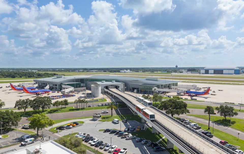 Tampa International Airport with trains to the terminal buildingCredit: Getty Images
