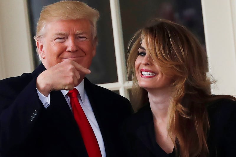 Donald Trump and Hope Hicks outside of the Oval Office in 2018.