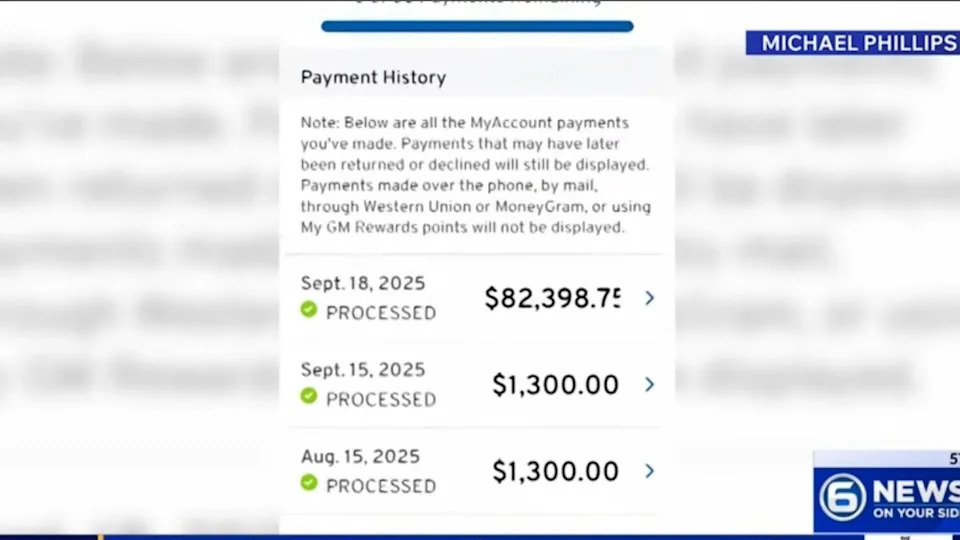 Loan payment confirmation from GM Financial.