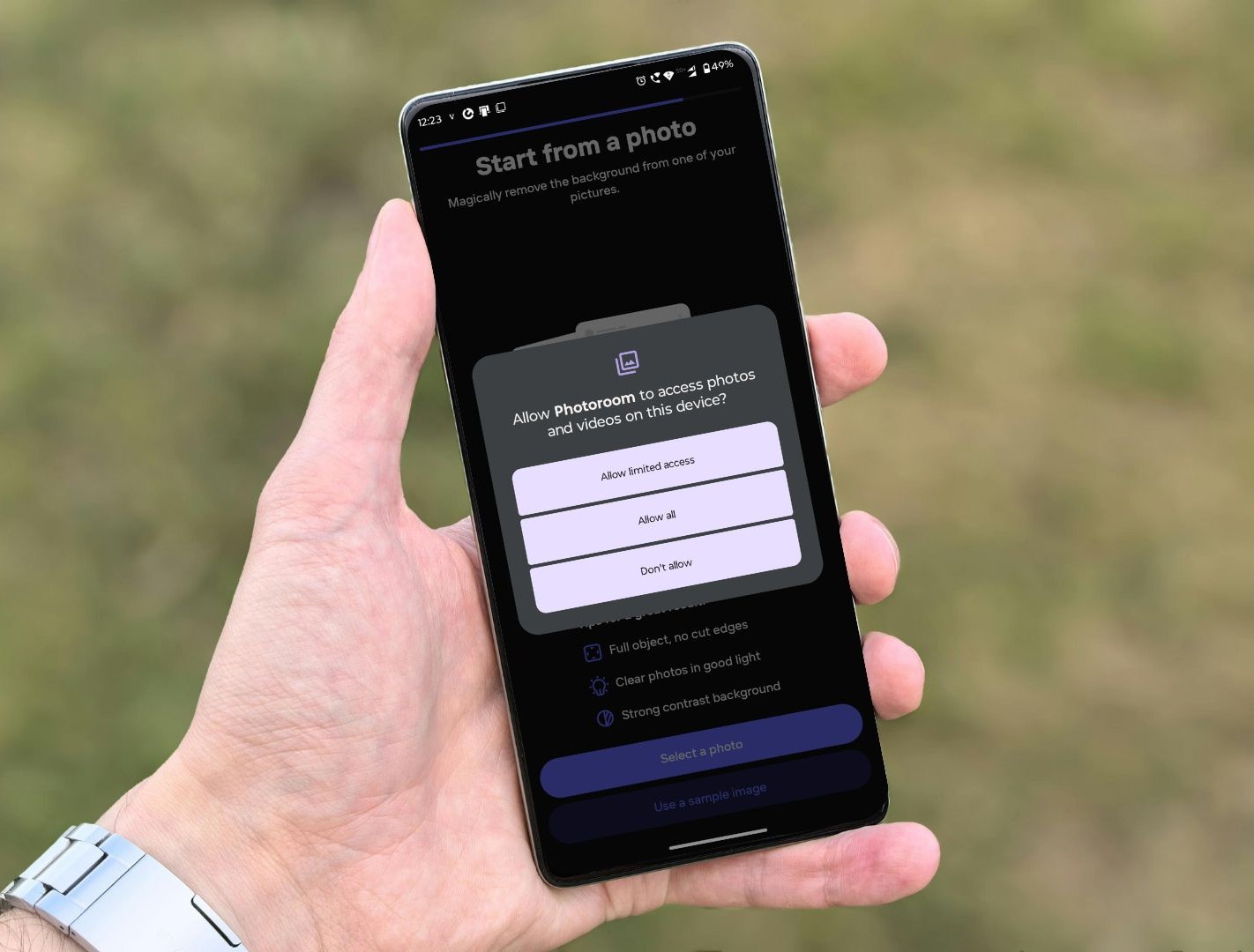 Android phone asking permission to access the gallery