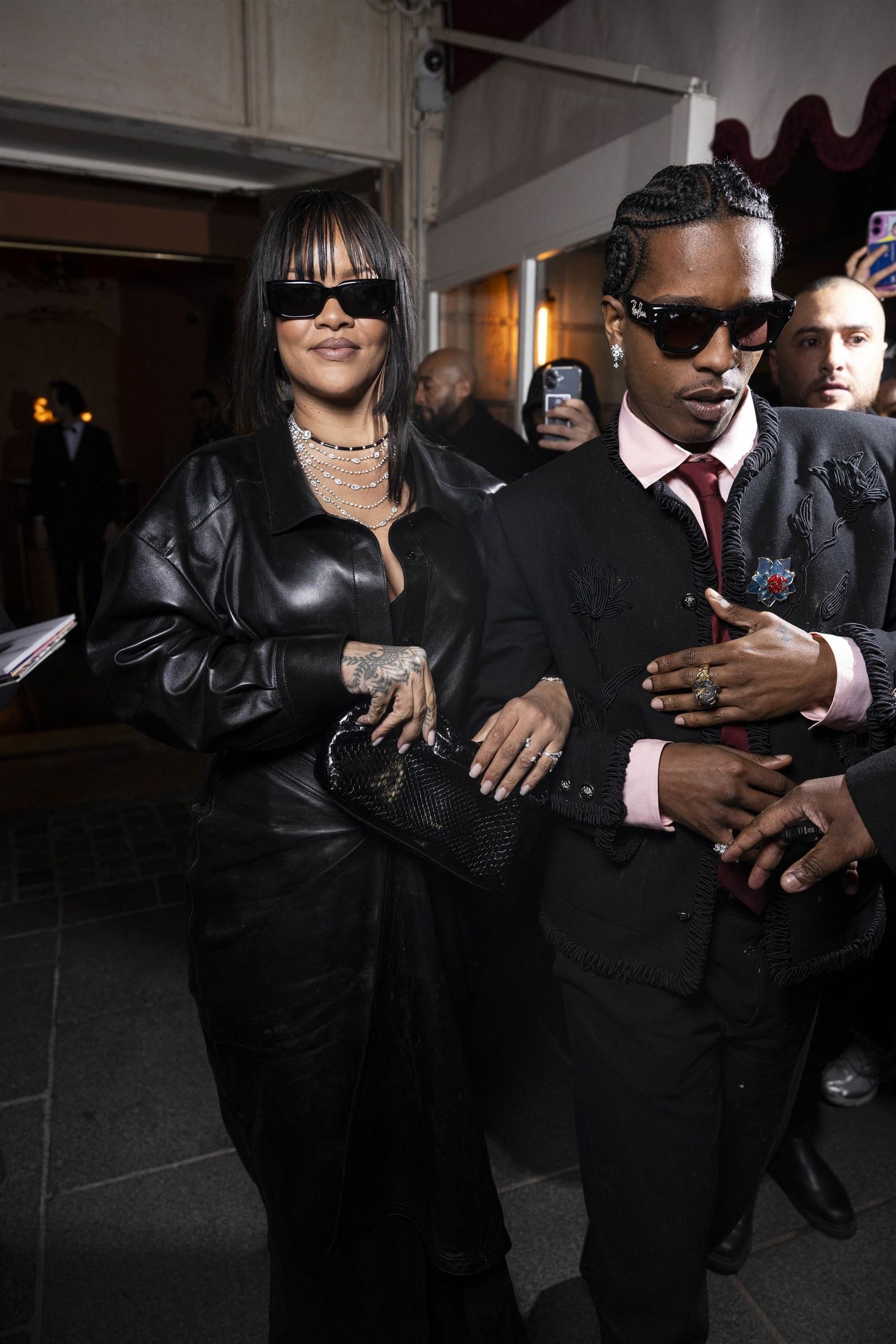 Rihanna and ASAP Rocky are seen Grabbing a Bite at Siena During Fashion Week in Paris France