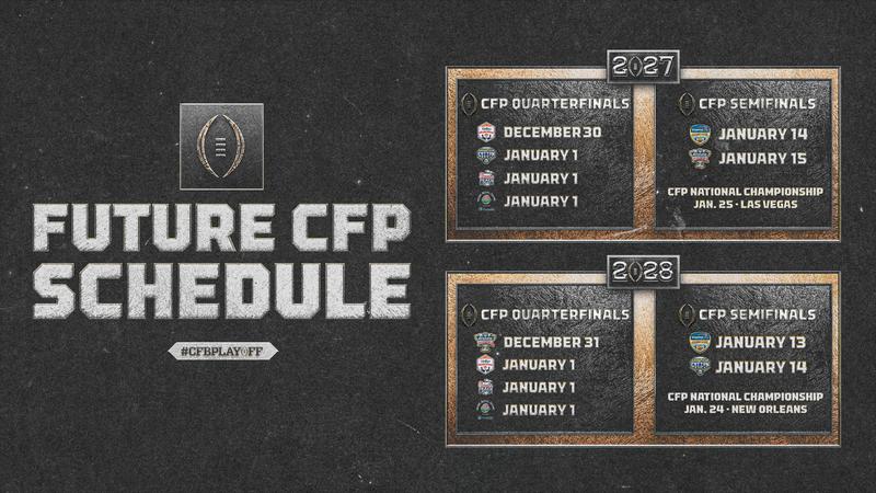  College Football Playoff Announces Quarterfinal and Semifinal Dates and Bowl Sites for the 2026 and 2027 Seasons