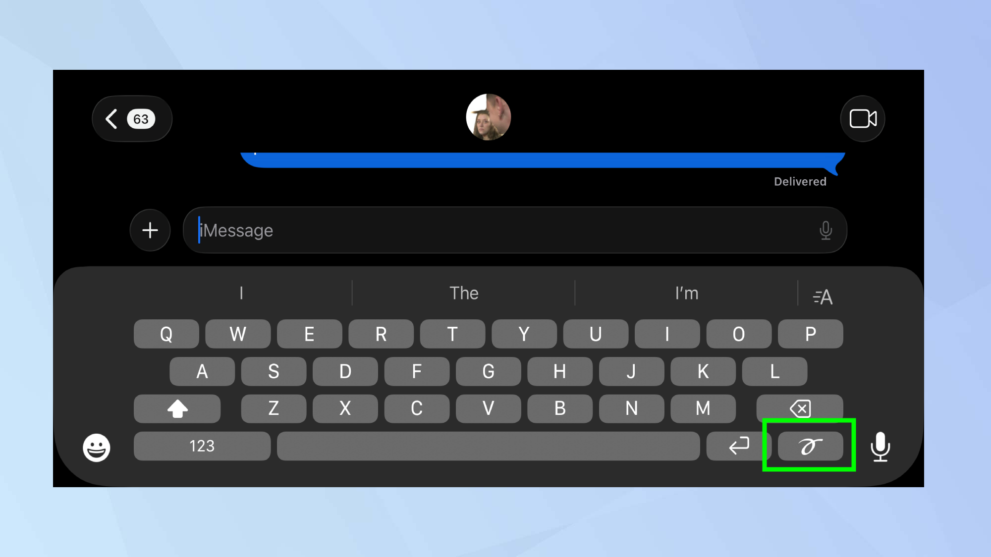Handwriting icon on iPhone messages keyboard