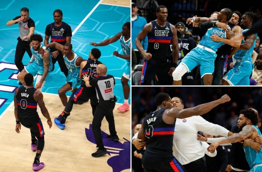  Four players ejected in wild Pistons-Hornets brawl