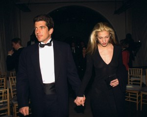 Municipal Art Society of New York Benefit held at the 69th Regiment Armory. John F. Kennedy Jr. with his girlfriend Carolyn Bessette, a Calvin Klein publicist. John and his sister Caroline Kennedy Schlossberg Presented the Jaqueline Onassis Medal to I.M.Pei at the dinner. John very protective and attentive to his girlfriend at the benefit gala was seen holding hands and whispering in her ear. (Photo By: Richard Corkery/NY Daily News via Getty Images)