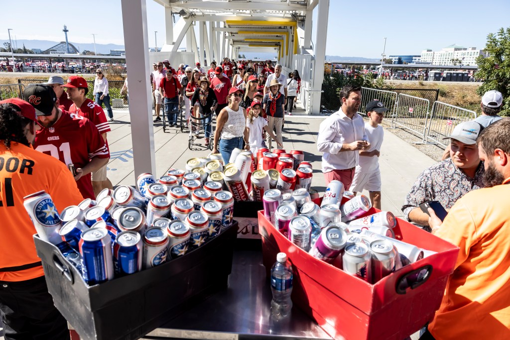 Fans were greeted with lots of cold beverage options as they arrived before the San Francisco 49ers played the Arizona Cardinals at Levi's Stadium in Santa Clara, Calif., on 